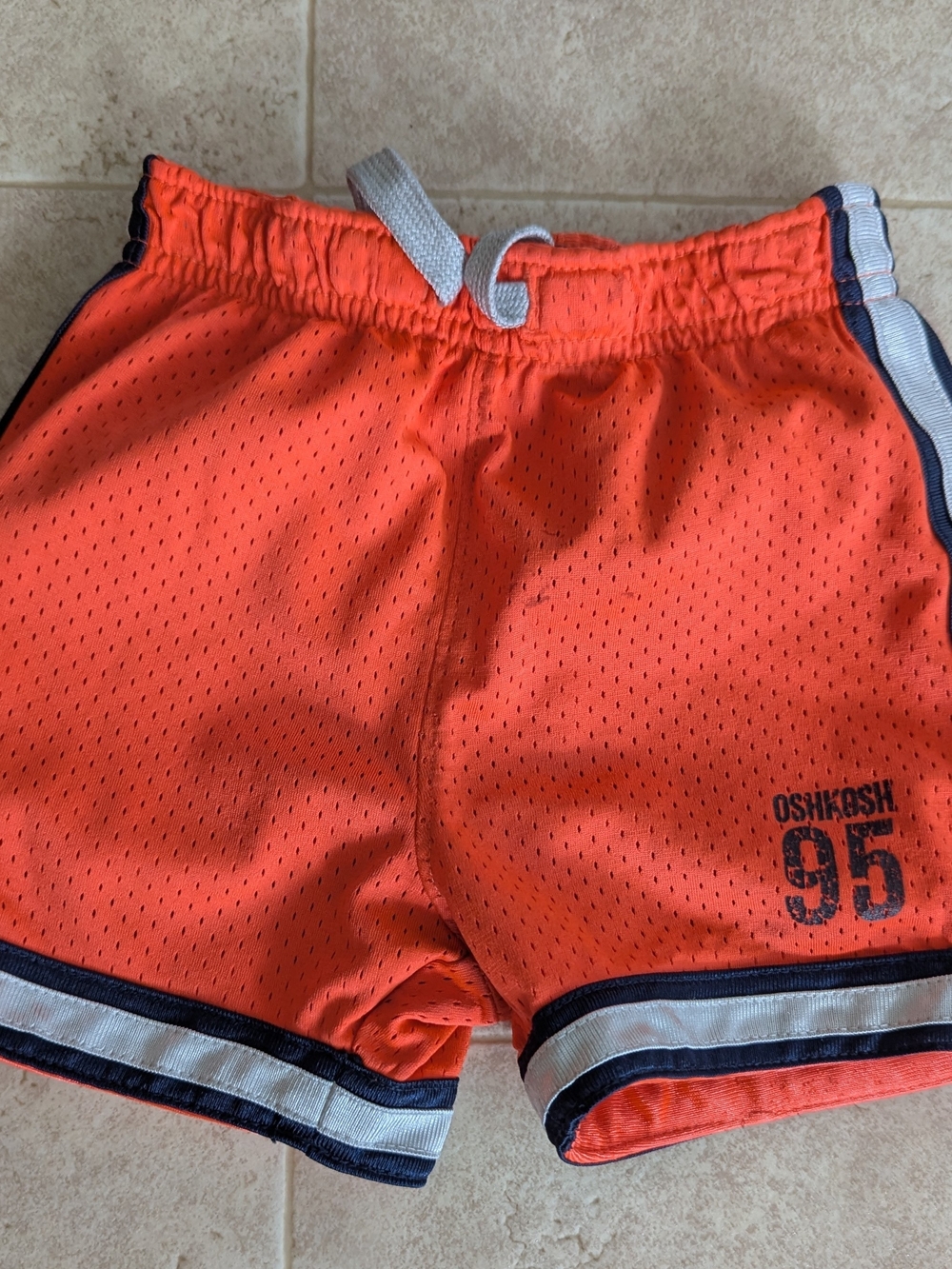 OshKosh B'gosh Bright Orange Mesh Athletic Shorts with Navy & White Trim